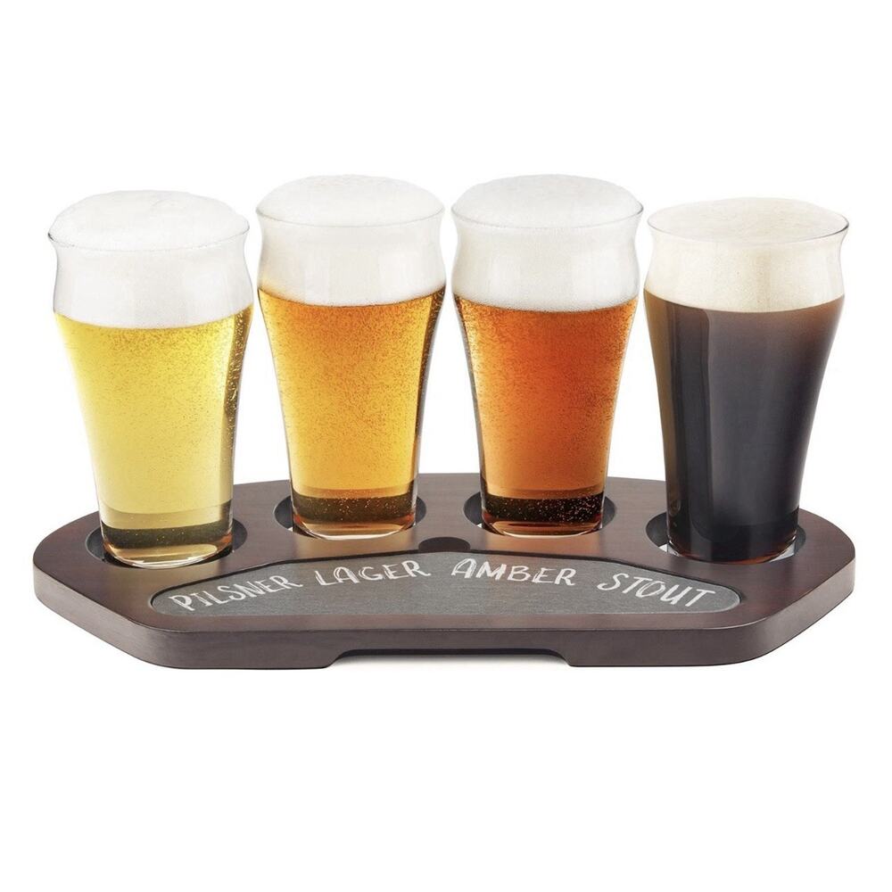 FINAL TOUCH CRAFT BEER FLIGHT SET 7 PIECE SET , Slate Chalkboard NEW
